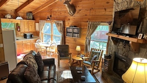 Smart TV, fireplace - Secluded Creekside Cabin • Fire Pit • Trout Fishing • Pet Friendly (Murphy)