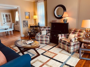 Smart TV, fireplace -  WonderClock House downtown vintage duplex w/ porches, steps to Handley Library (Winchester)