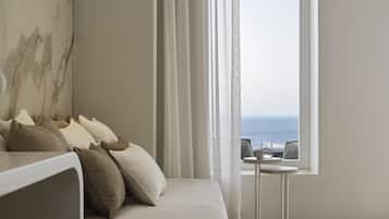 Suite, Private Pool, Sea View | Living area | 50-inch Smart TV with digital channels, TV