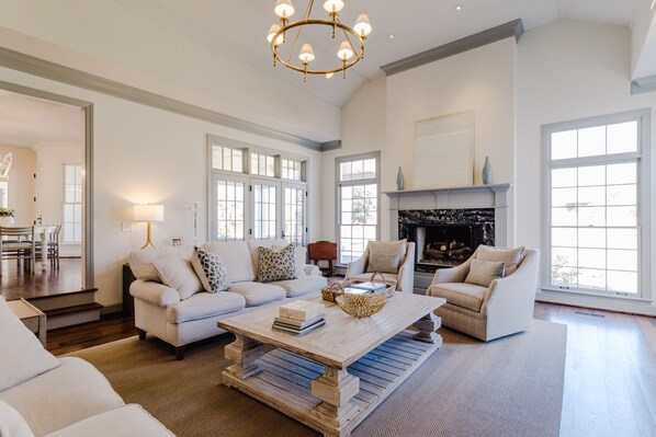 Smart TV, fireplace, video games, DVD player