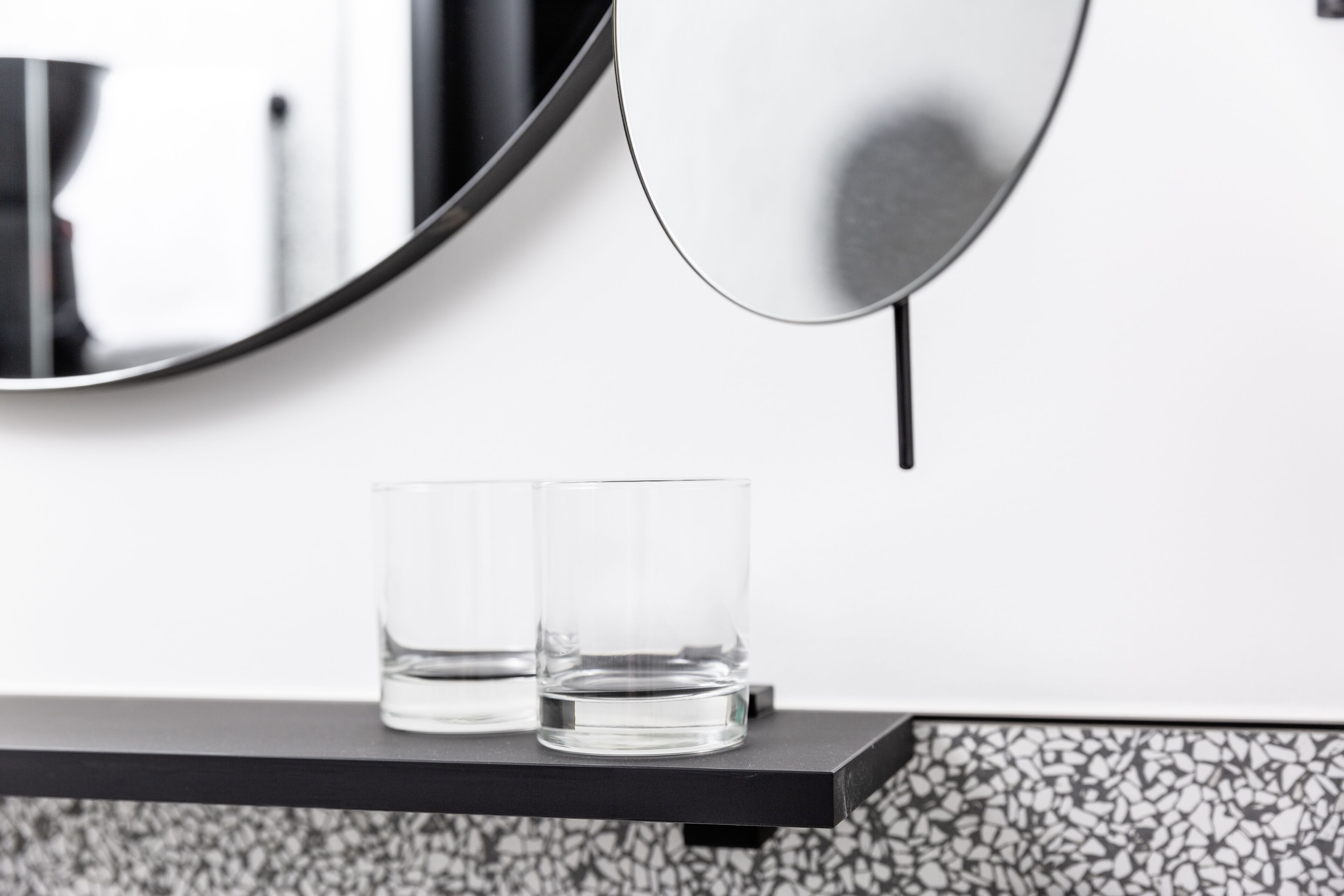 shower, rainfall showerhead, hair dryer, towels