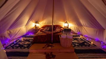 Individually decorated, laptop workspace, bed sheets