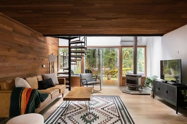 Our cozy living room including a propane fireplace and Streaming TV.