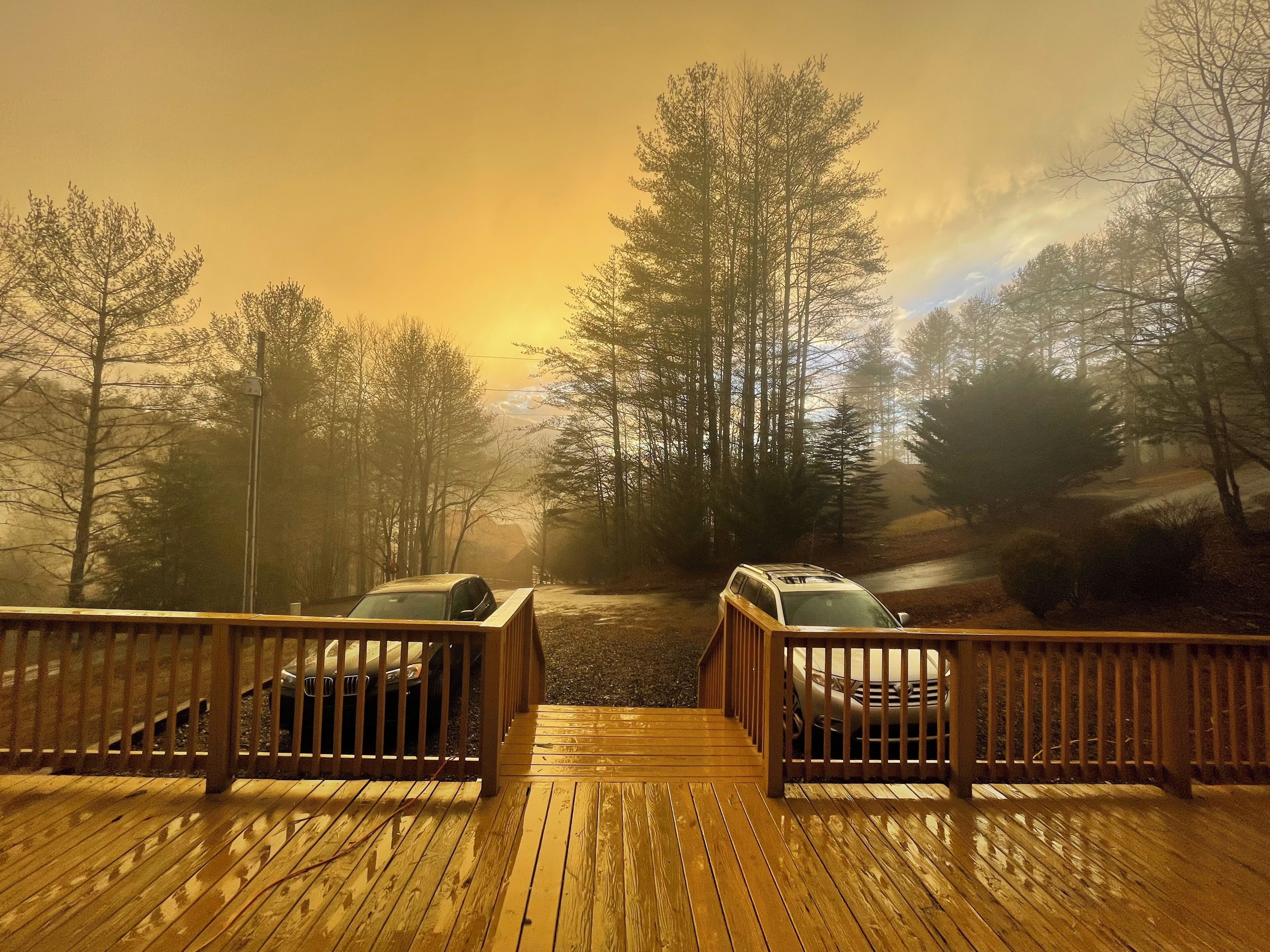 Sunset view from the front deck. A great place for a glass of wine