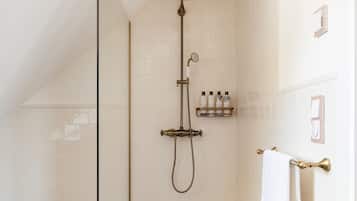 Junior Suite, Lakeside | Bathroom | Shower, rainfall showerhead, hair dryer, bathrobes