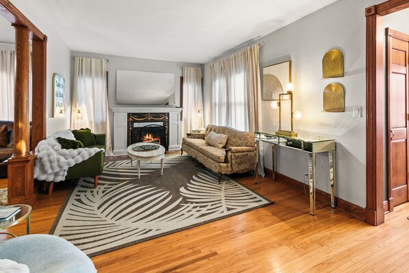 Smart TV, fireplace, video games, foosball