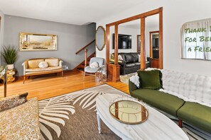 Smart TV, fireplace, video games, foosball