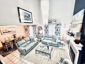 Smart TV, fireplace, stereo, offices