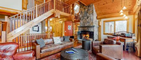 TV, fireplace, DVD player, stereo