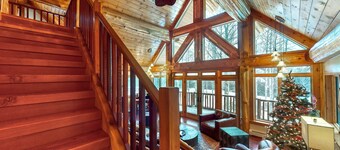 Expansive Getaway with Mountain Views, Hot Tub, Home Theater & Game Room