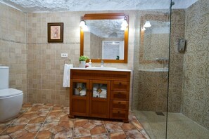Dusche, Haartrockner, HandtĂŒcher, Seife
