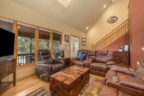 Smart TV, fireplace, video games, books