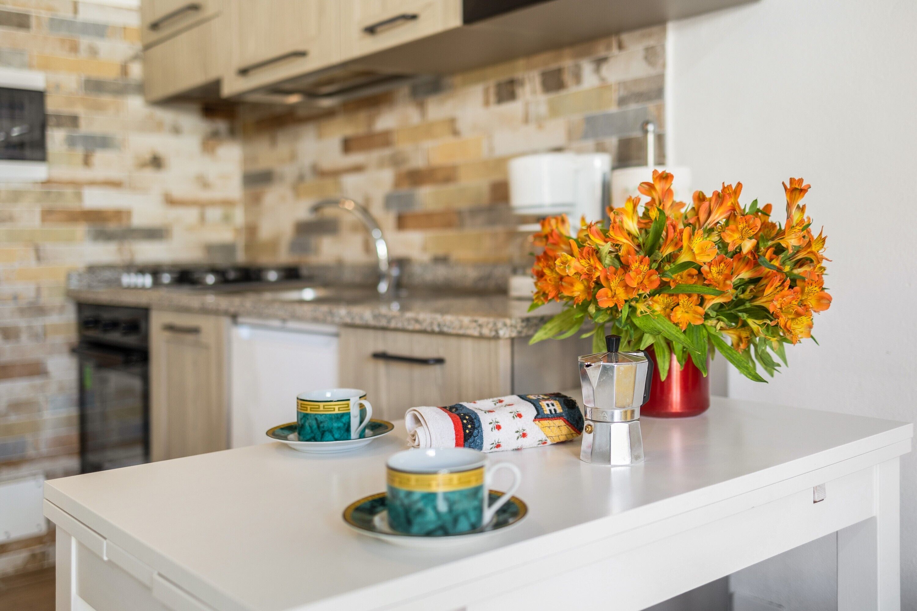 Een koelkast, een magnetron, een kookplaat