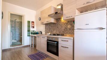 Fridge, oven, stovetop, coffee/tea maker