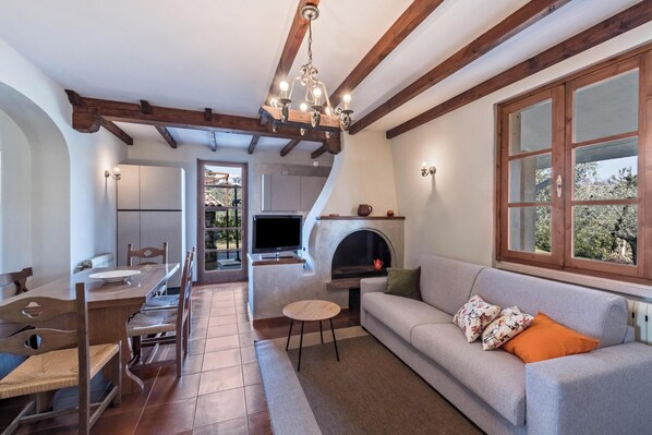 Télévision, cheminée