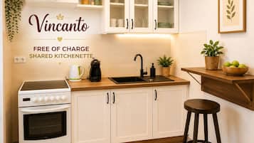 Mini-fridge, microwave, espresso maker, coffee/tea maker