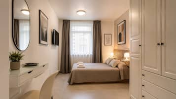 Estúdio urbano | Roupas de cama antialérgicas, frigobar, individualmente decorados