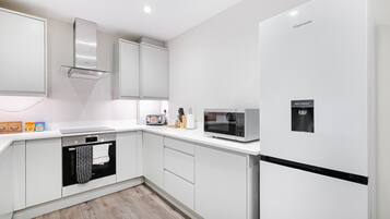 Classic Apartment, 2 Bedrooms | Private kitchen | Full-size fridge, microwave, electric kettle, toaster