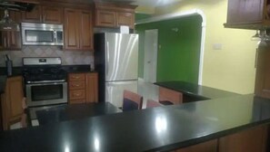 Oven, stovetop, dishwasher, coffee/tea maker