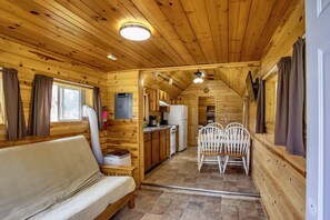 Cabin, 1 Bedroom | Private kitchen | Full-size fridge, microwave, oven, stovetop
