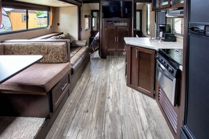 Mobile Home, Multiple Beds | Living area | 32-inch Smart TV with digital channels, TV, Netflix