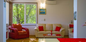 Smart-TV, peis, bordtennis og bøker