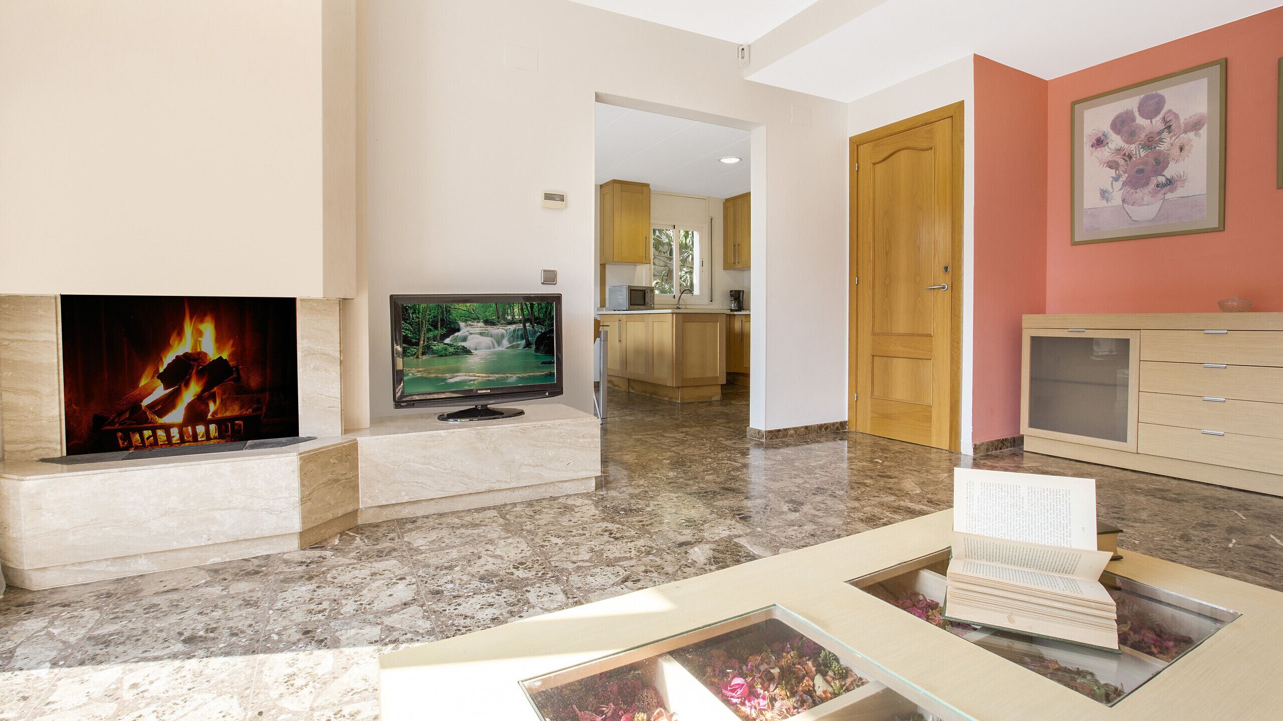 Télévision, cheminée