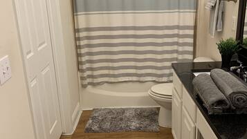 Ensemble douche/baignoire, sèche-cheveux, serviettes fournies