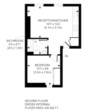 Appartement, 1 slaapkamer | Grondplan