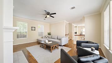 TV, fireplace, Netflix, books