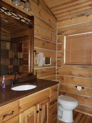 Combined shower/bathtub, hair dryer