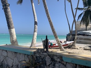On the beach, beach towels
