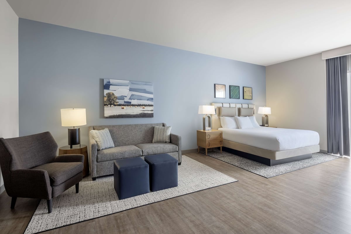 Estudio Deluxe, 1 cama King size | Caja de seguridad en la habitación y espacio para trabajar con laptop
