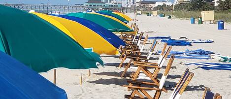 Beach nearby, sun-loungers, beach towels