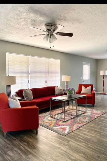 Tastefully updated large living room.