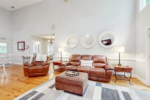 TV, fireplace, foosball