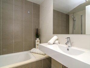 Bathtub, hair dryer