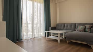 Suite | Living area | 43-inch LED TV with premium channels, TV, heated floors