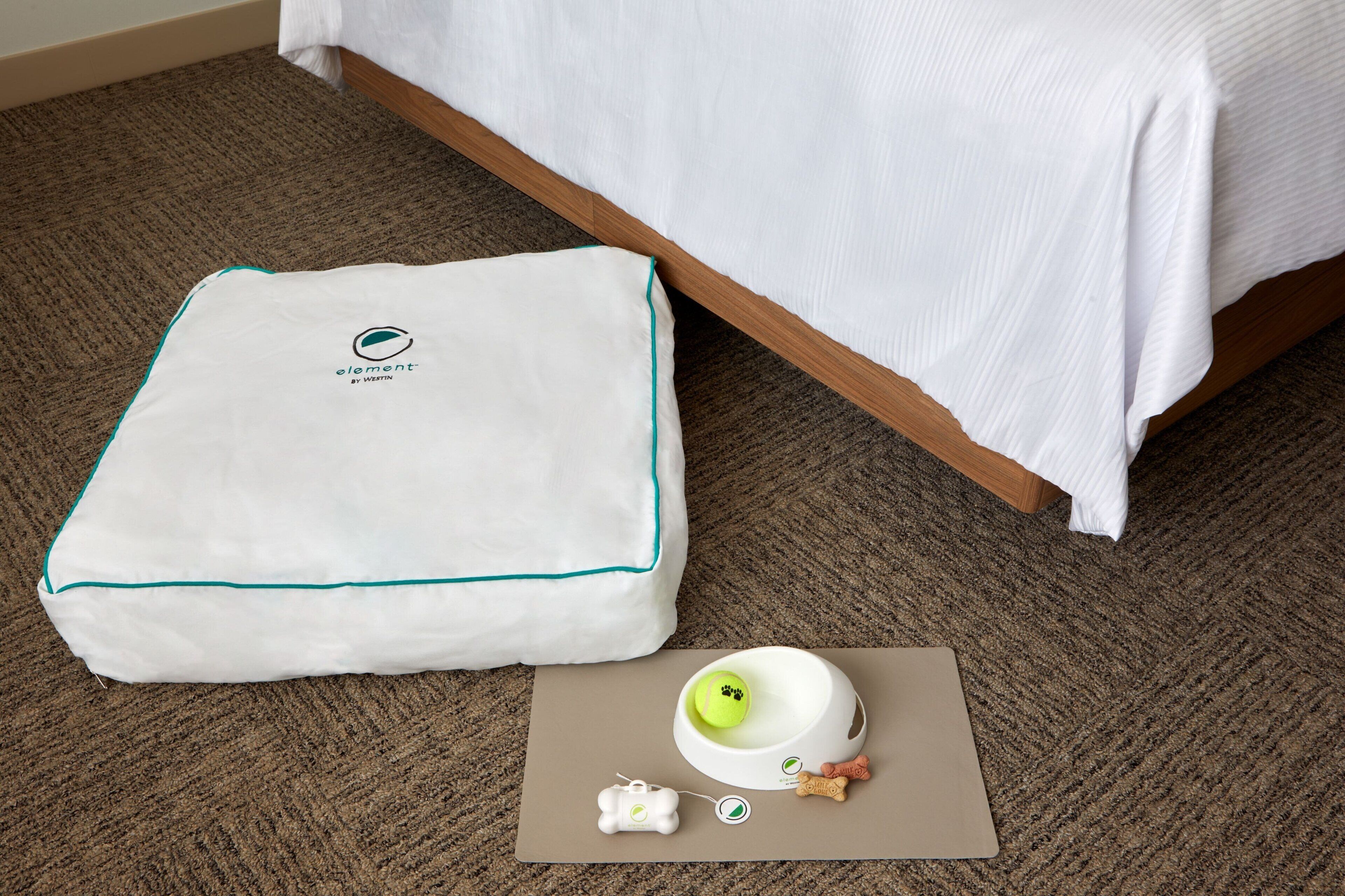 A neatly made bed with a white comforter and a matching pillow with a teal trim.