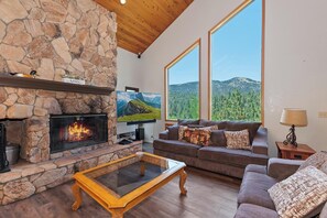 TV, fireplace, foosball