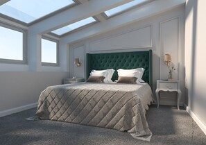 Suíte panorâmica | Roupas de cama premium, cofres nos quartos, cortinas blackout