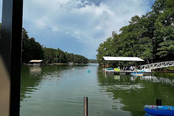 There is 12’ of water at our dock and is perfect for canon ball jumps!