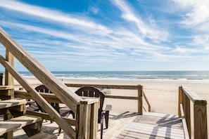On the beach - Cuddlefish: Oceanfront Home with Beautiful Sunset Views (Oak Island)