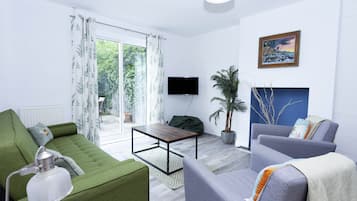 Smart TV, foosball, table tennis, books