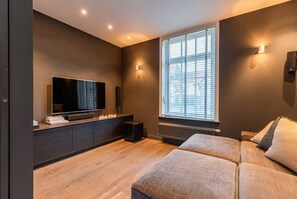 TV, fireplace, video games, DVD player