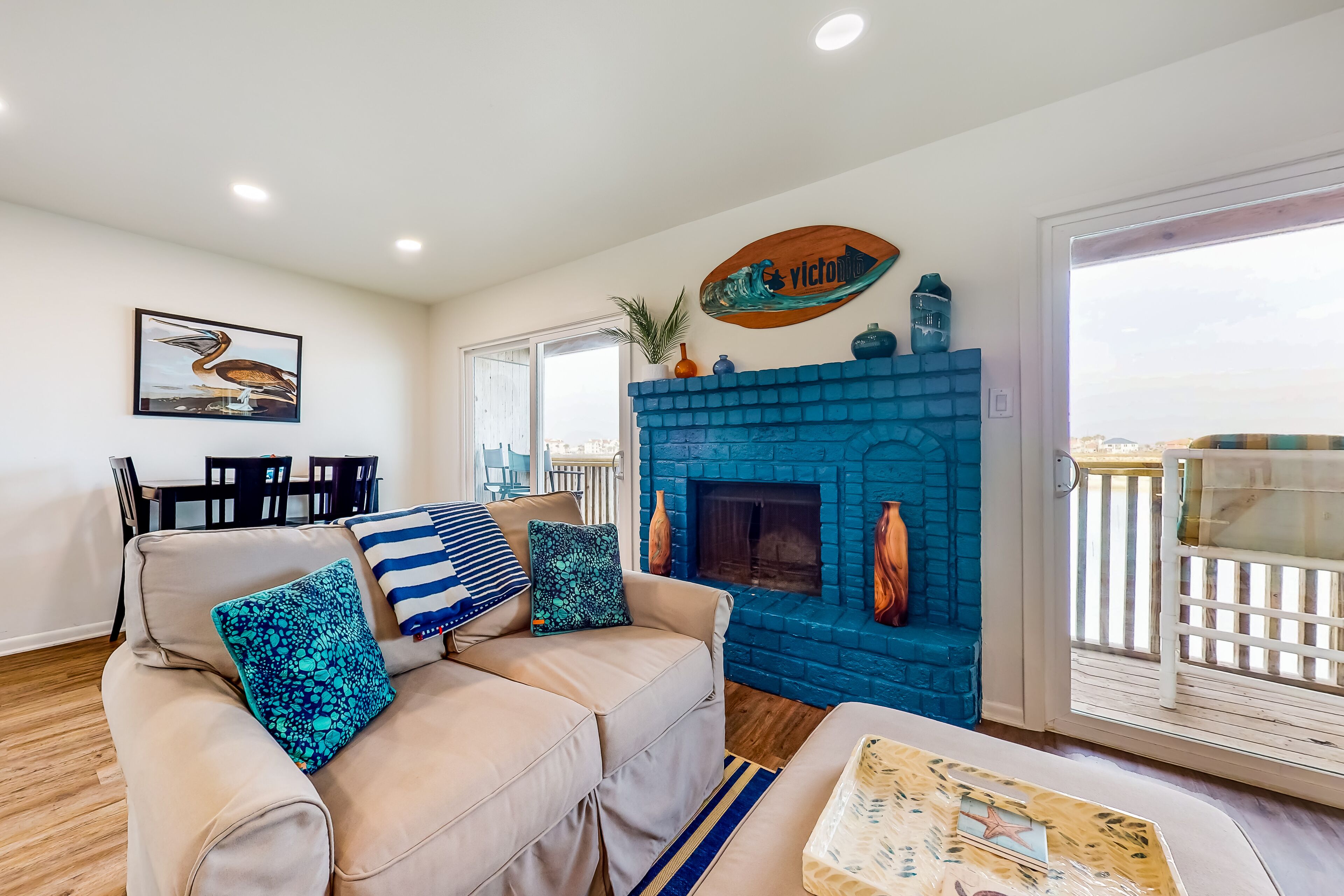 Seascape waterfront villa with shared pool, central AC, WiFi, and balcony