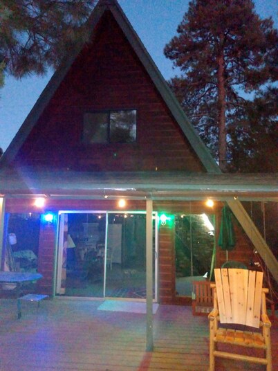 Cool 'A' frame cabin in the ponderosa pines.