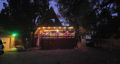 Cool 'A' frame cabin in the ponderosa pines.