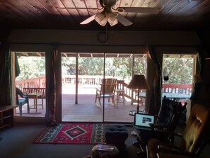 Interior - Cool 'A' frame cabin in the ponderosa pines. (Heber-Overgaard)