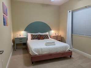 2 bedrooms, desk, iron/ironing board, travel crib